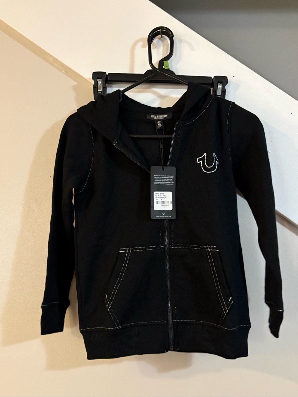 True Religion Boys Stitch Logo Zip Hoodie size medium new